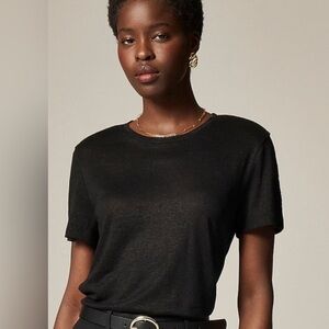 J. Crew Black Short Sleeve Relaxed Linen Tee